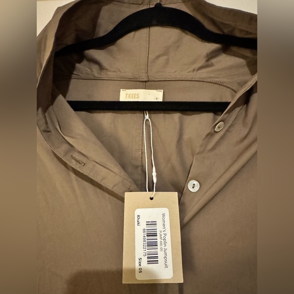 NEW TKEES Poplin Jumpsuit Oversized Cotton Button Up Khaki Green Size 5 (XL) NW - Picture 6 of 9